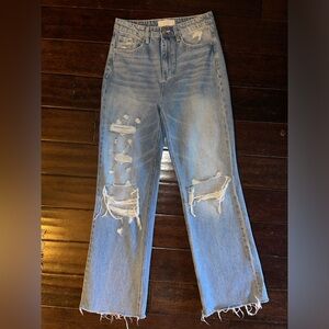 Vervet flare leg, distressed, medium wash, high rise